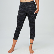 Leggings Capri en gros sport pantalon de yoga serré avec des poches pantalon sans couture femme pantalon cuit capri